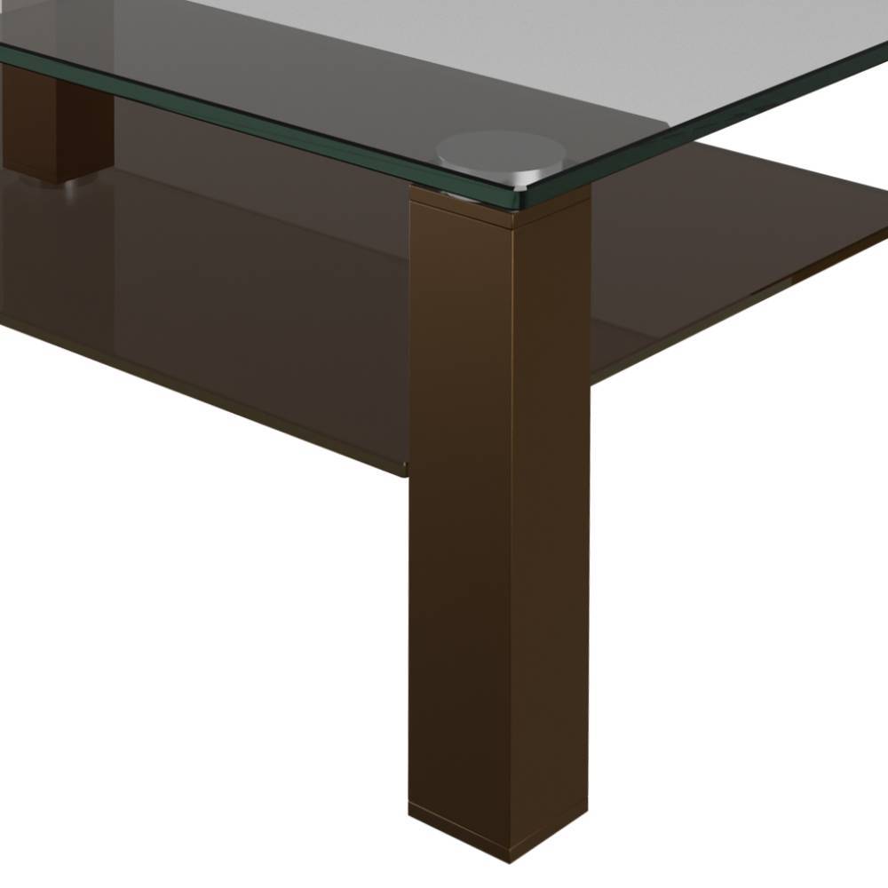 Couchtisch Soraso in Bronzefarben aus Sicherheitsglas und Metall