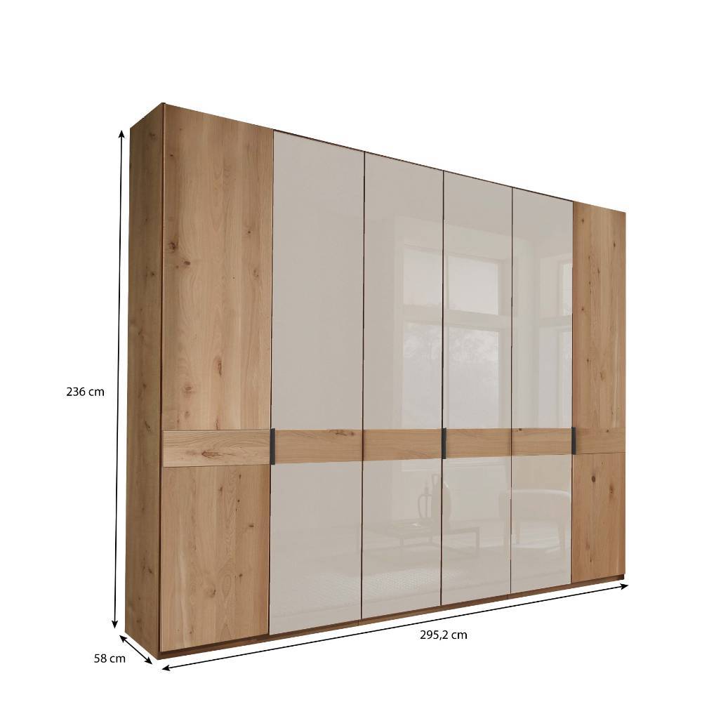 Kleiderschrank Viramiru in Eiche Bianco & Champagner mit Drehtüren