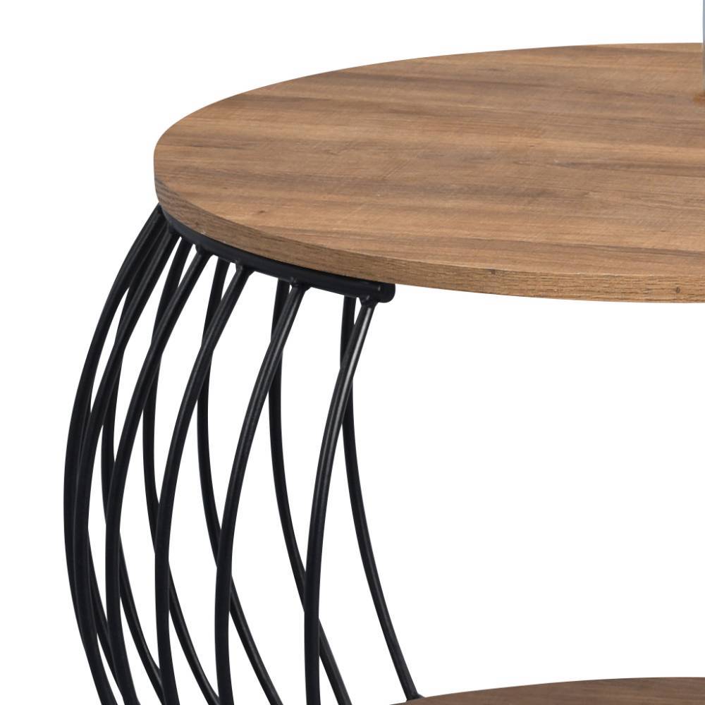 Designercouchtisch Benito mit Drahtgestell in runder Form