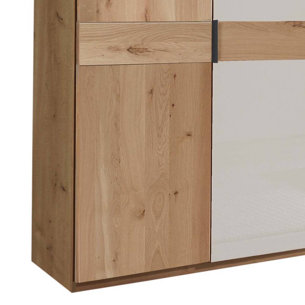 Drehtürschrank Durac in Eiche Bianco und Weiß