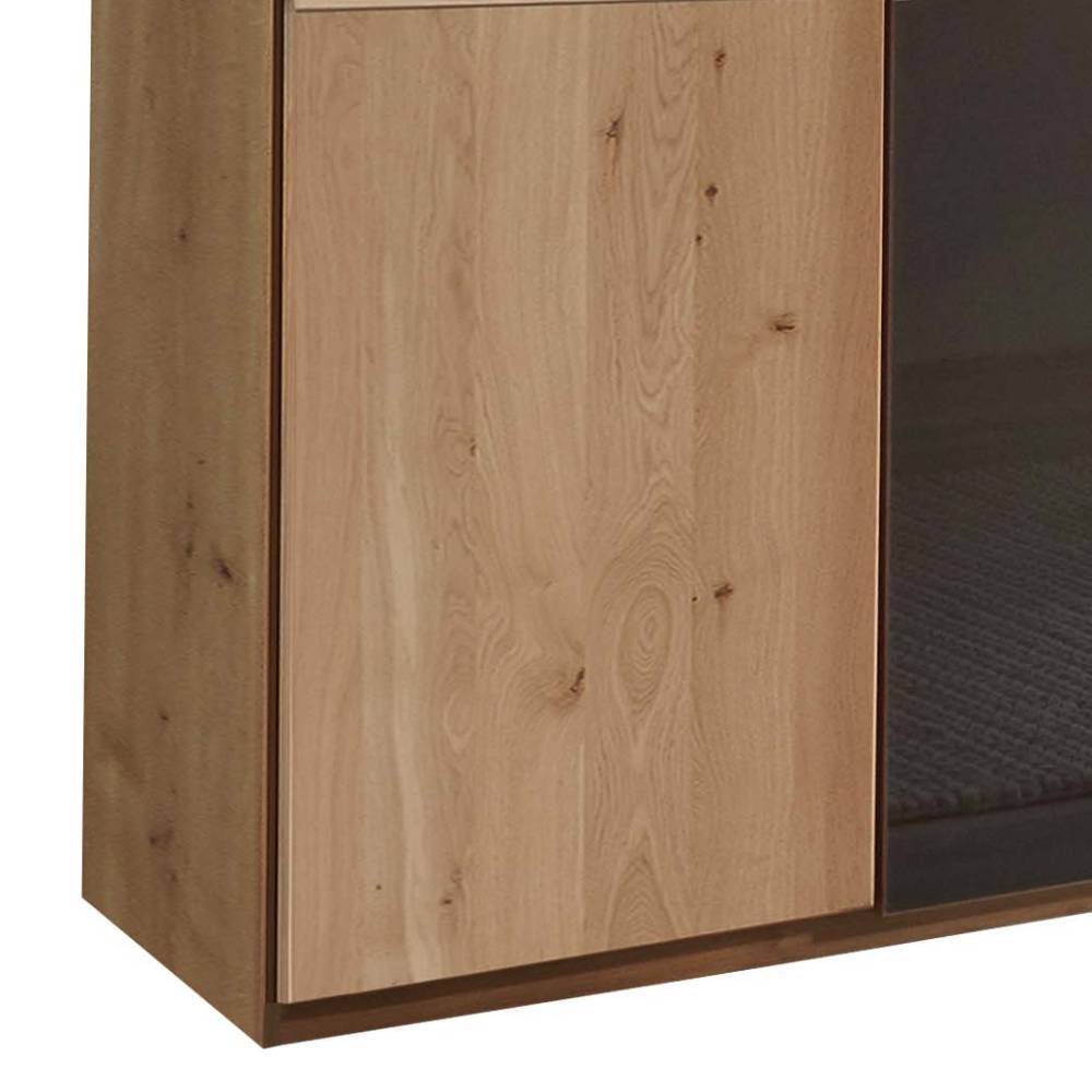 Kleiderschrank 6-türig Merkur in Eiche Bianco und Dunkelbraun