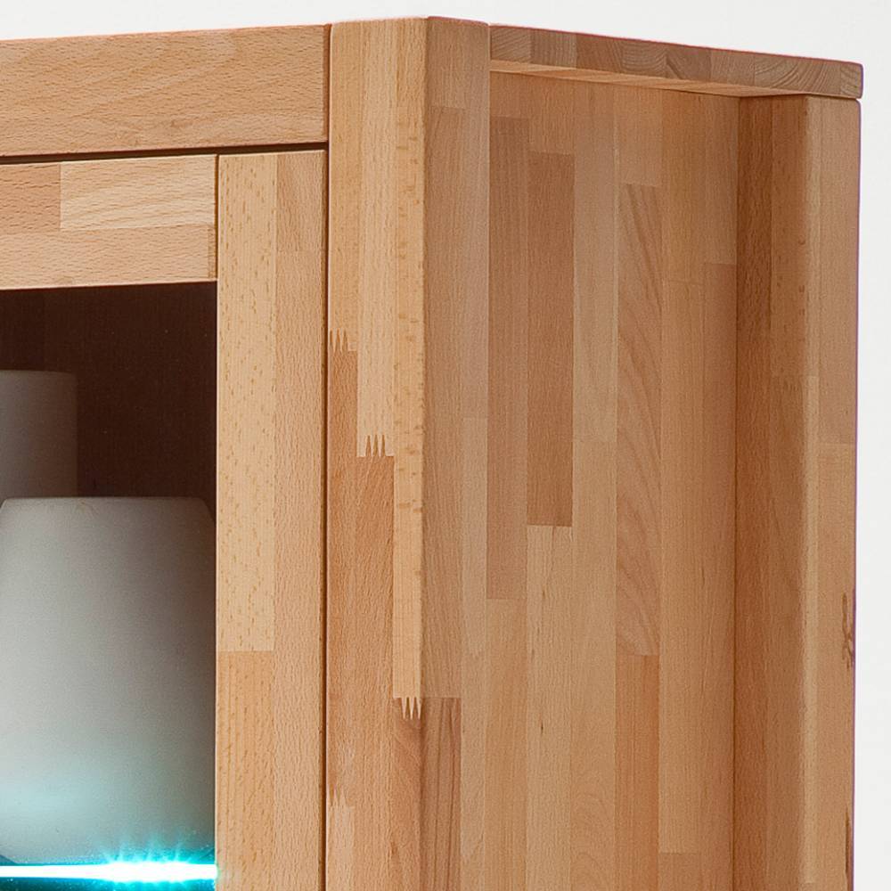 Wohnzimmer Highboard Jameson mit Glastür und vier offenen Fächern