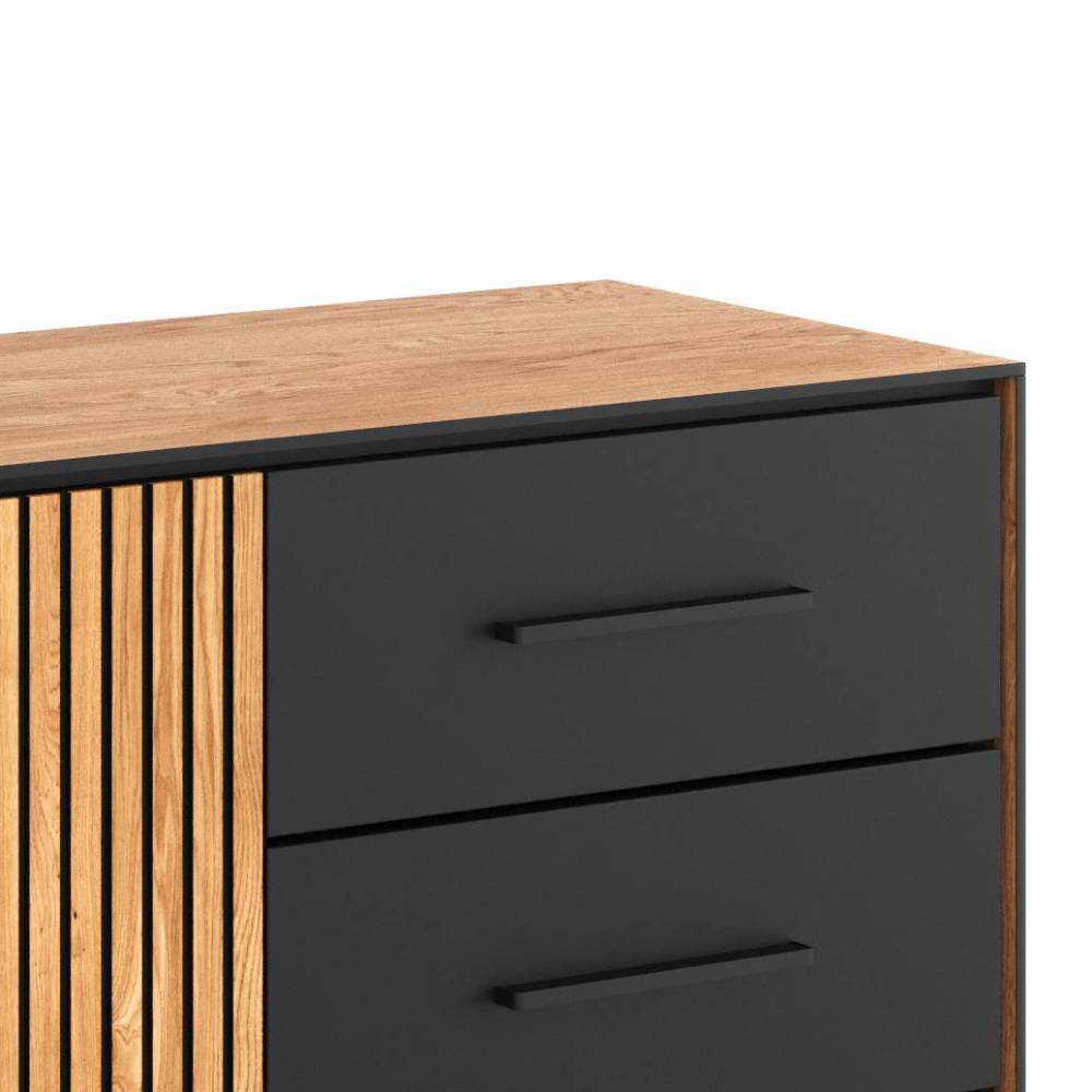 Sidebord Laviella mit Bügelgestell aus Metall und drei Schubladen
