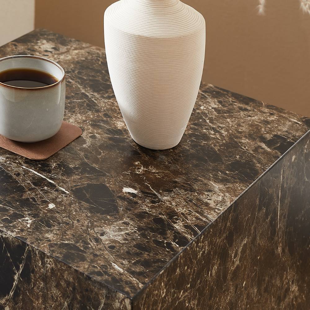Beistelltisch Jelanda in Braun Marmoroptik Block-Form