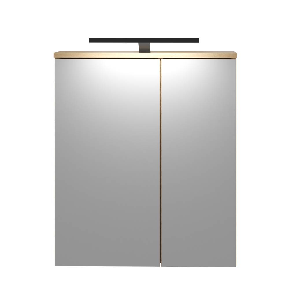 Lichtspiegelschrank Pattinos in Wildeichefarben 60 cm breit