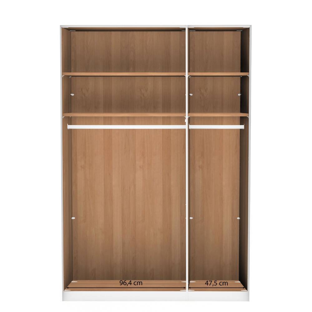 Drehtürenkleiderschrank Durac in Eiche Bianco und Weiß
