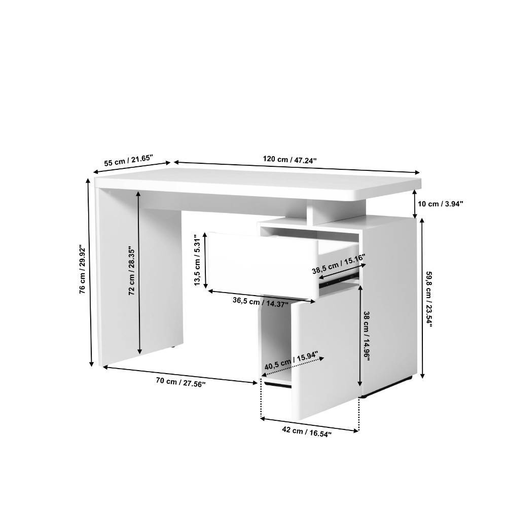Moderner Schreibtisch Satos in Eichefarben 120 cm breit
