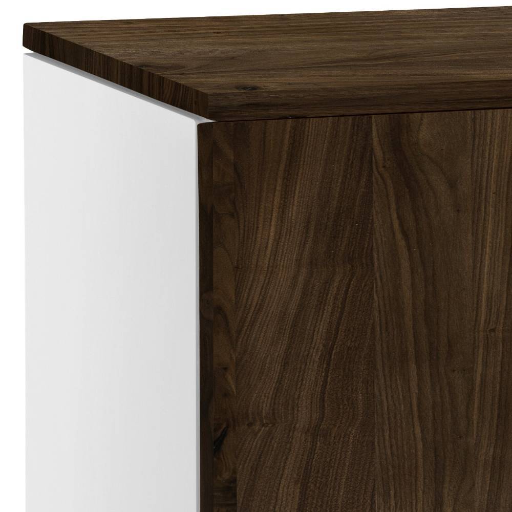 Wohnzimmer Kommode Trigno in Nussbaumfarben und Weiß