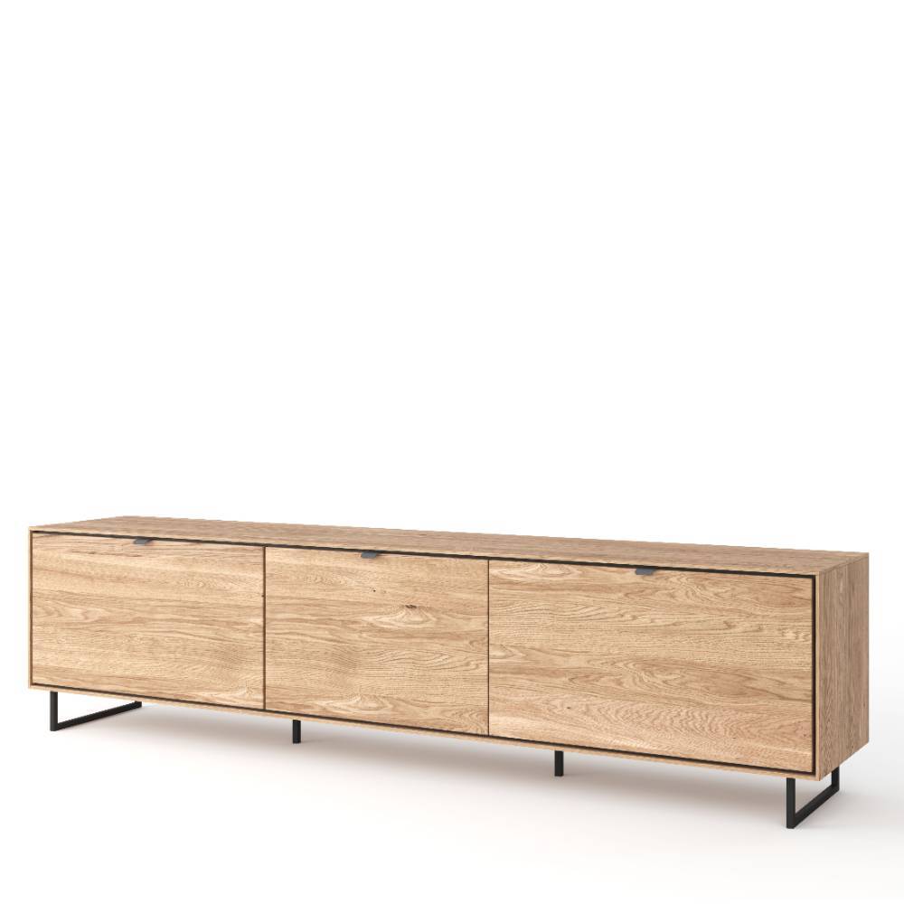 TV Lowboard Flo mit drei Schubladen und Bügelgestell aus Metall