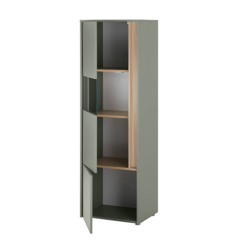 Wohnwand modern Ulfava in Graugrün 155 cm hoch (dreiteilig)