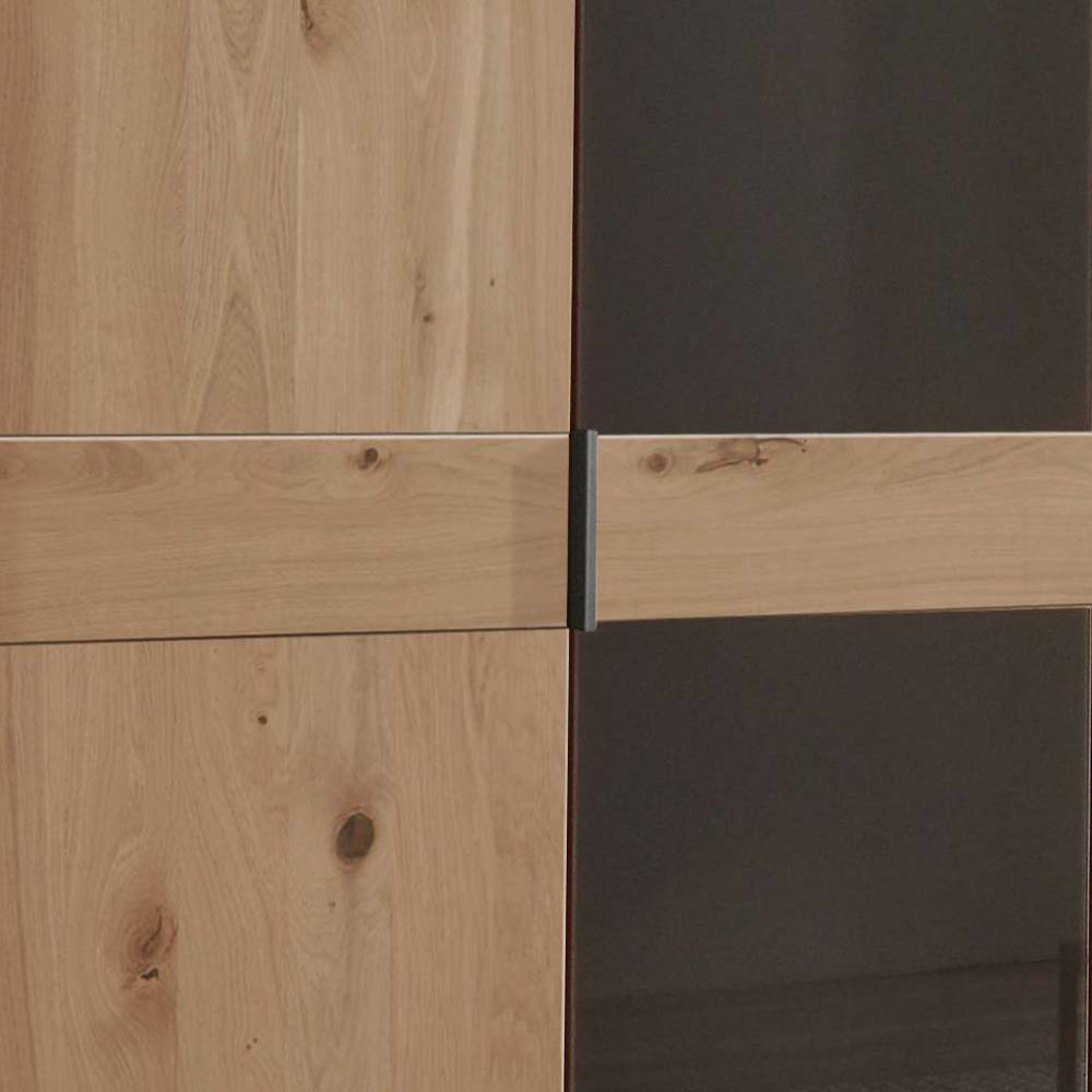 Drehtürenkleiderschrank modern Merkur in Eiche Bianco und Dunkelbraun