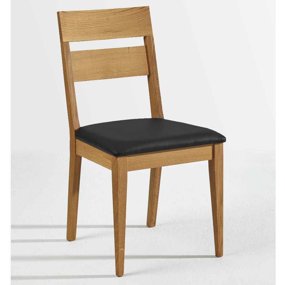 Essstuhl Eleva aus Wildeiche Massivholz und Kunstleder (2er Set)