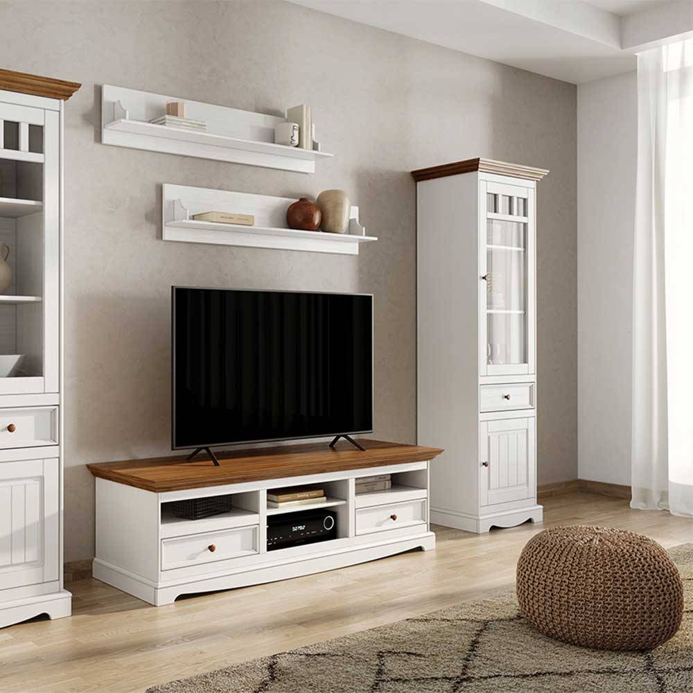 Wohnzimmerschrank Corao im Landhausstil mit Glastür
