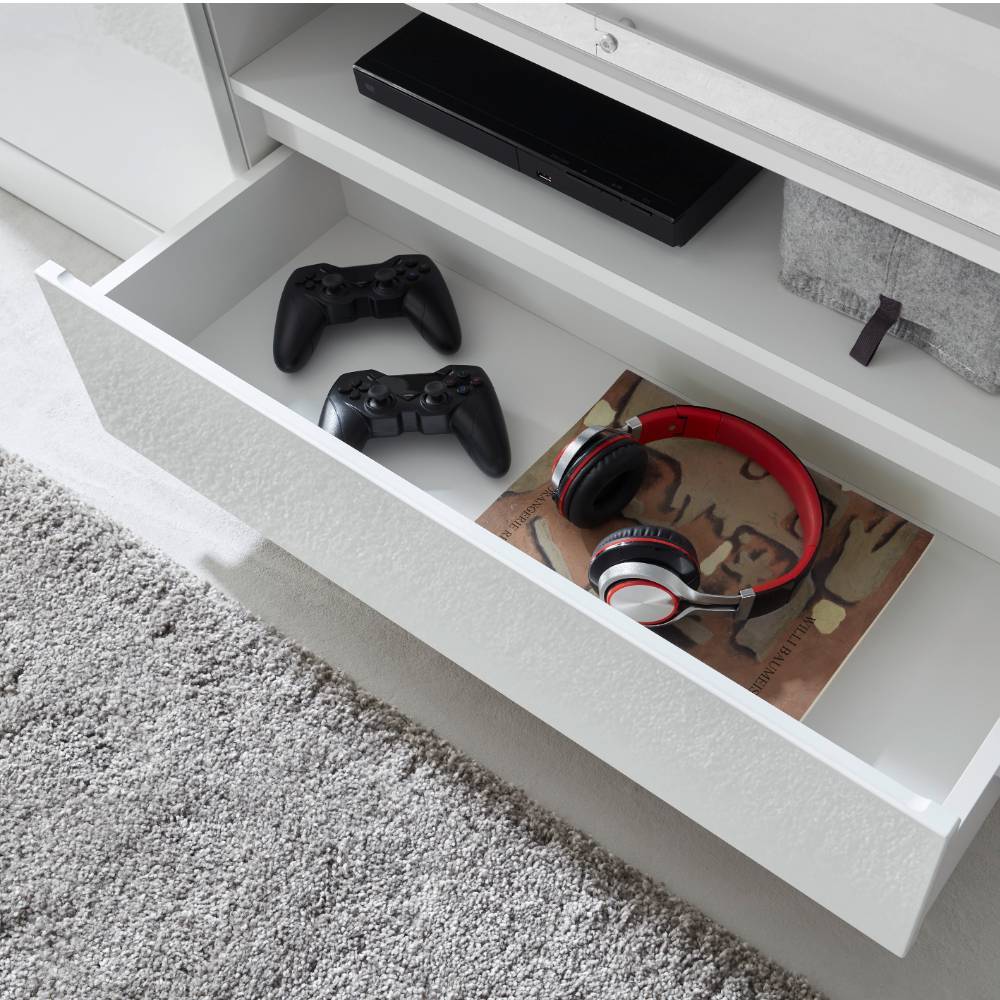 Stauraumvitrine Melvyno mit drei Schubladen in modernem Design