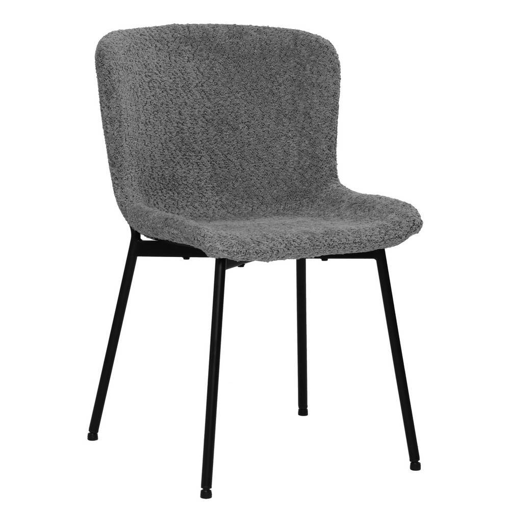 Polsterstuhl Ladinoska in Grau mit Gestell aus Metall (2er Set)