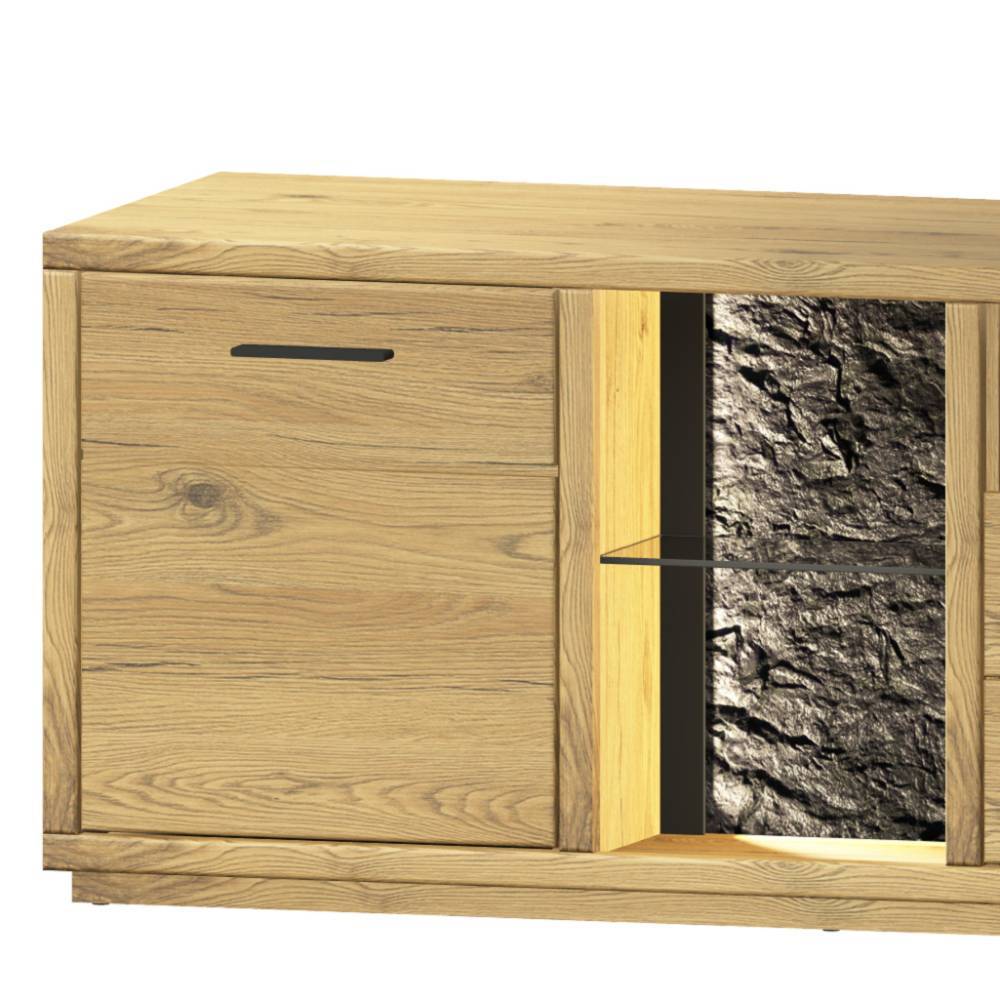 Fernseher Schrankwand Ostoro in Wildeiche Bianco - modernes Design (dreiteilig)