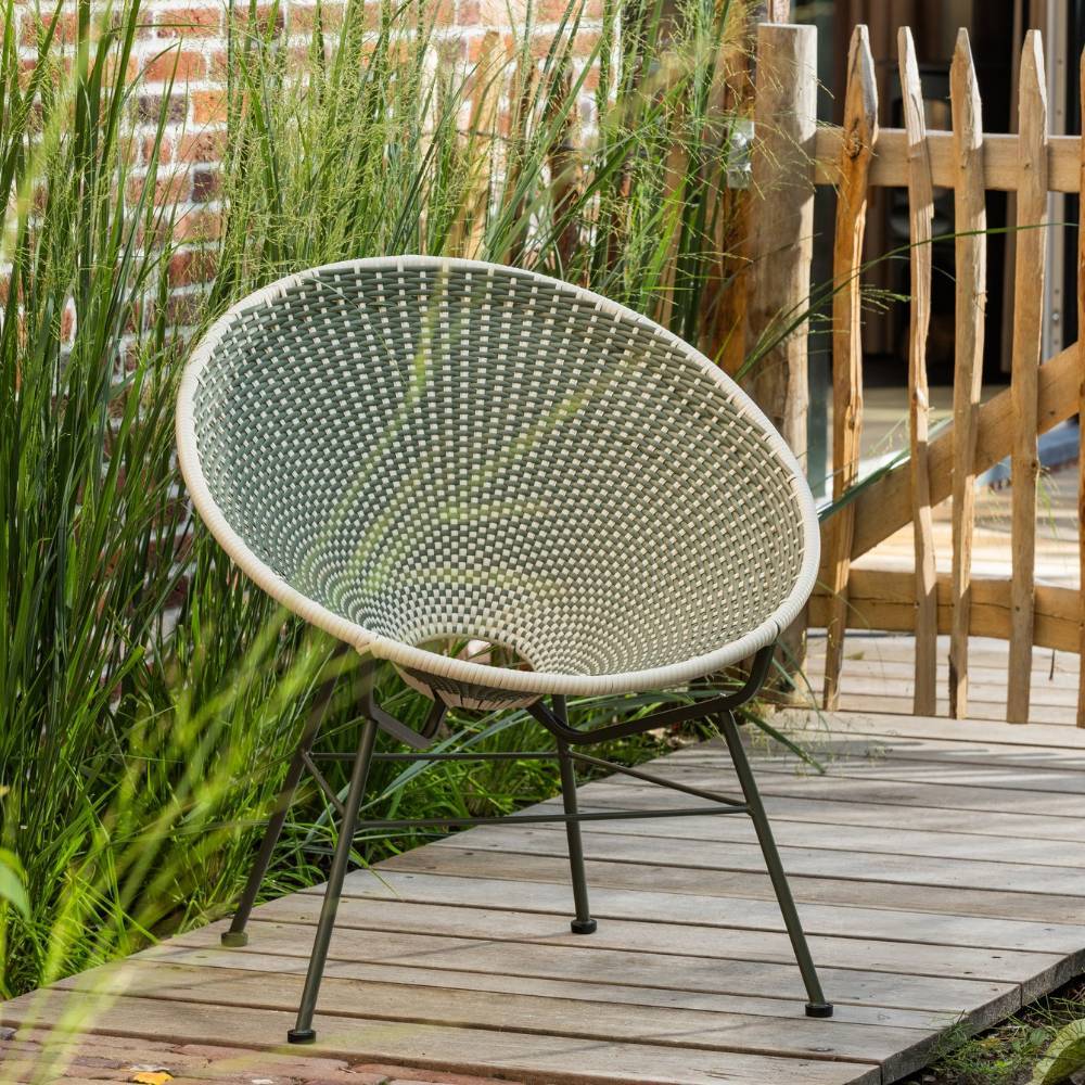 Retrostil Gartensessel Katrova aus Kunstrattan und Metall