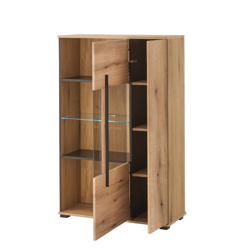 Wohnwand Cemutra in Eichefarben 290 cm breit (vierteilig)