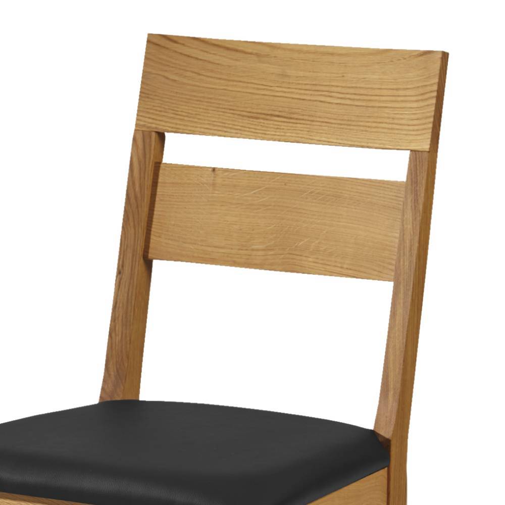 Essstuhl Eleva aus Wildeiche Massivholz und Kunstleder (2er Set)