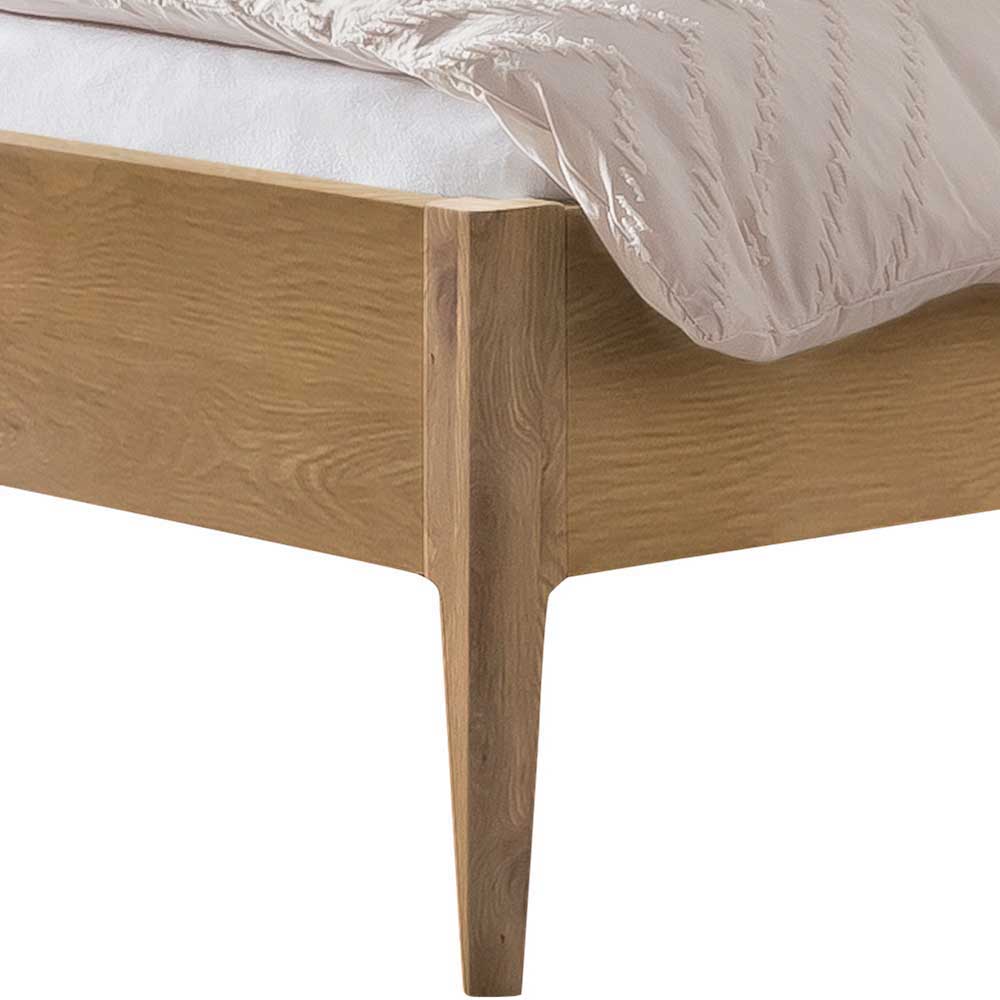 Wildeiche Bett mit Polsterkopfteil Annbrit modern - 38 cm Einstiegshöhe