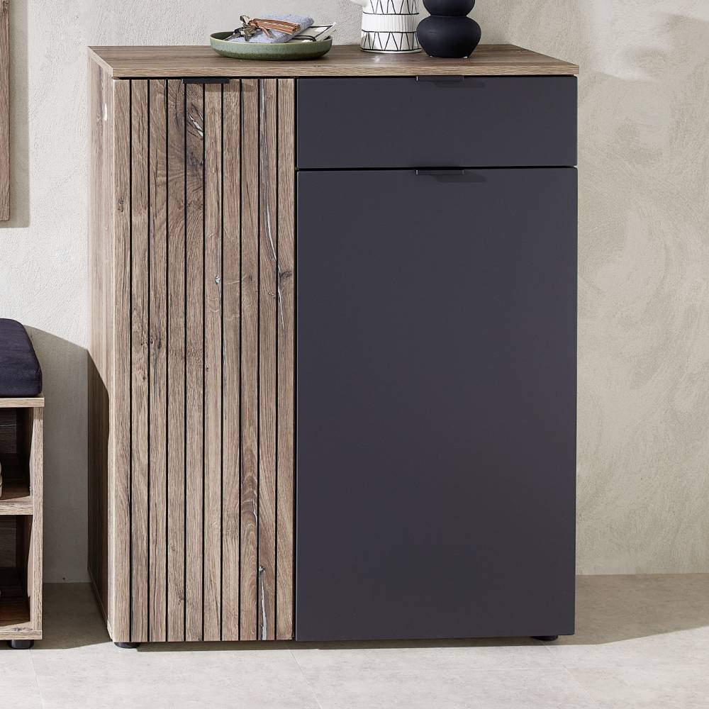 Garderobenkommode Clusego in Wildeiche dunkel 103 cm hoch