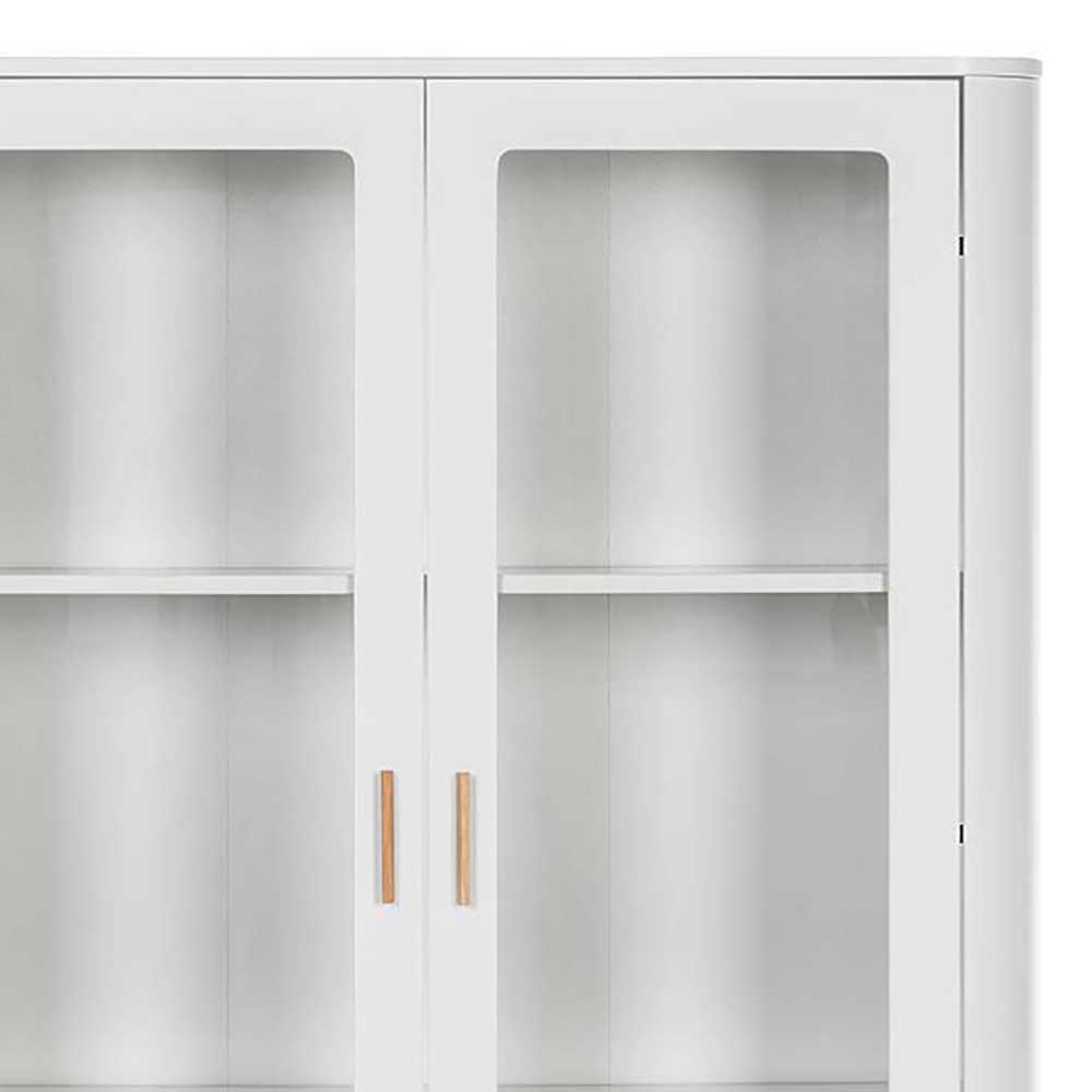 Schrank Vitrine Masuyo im Skandi Design in Eichefarben und Weiß