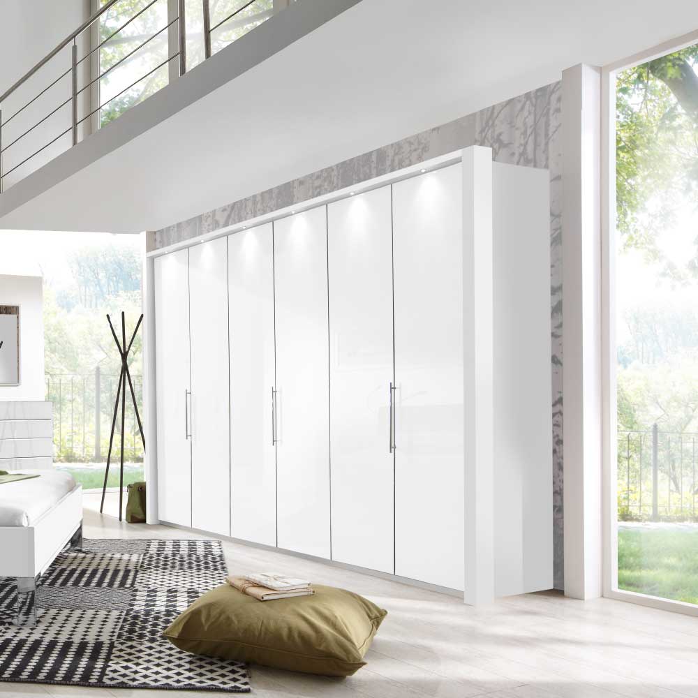 Schlafzimmer Kleiderschrank Emiliano in Weiß mit Falttüren