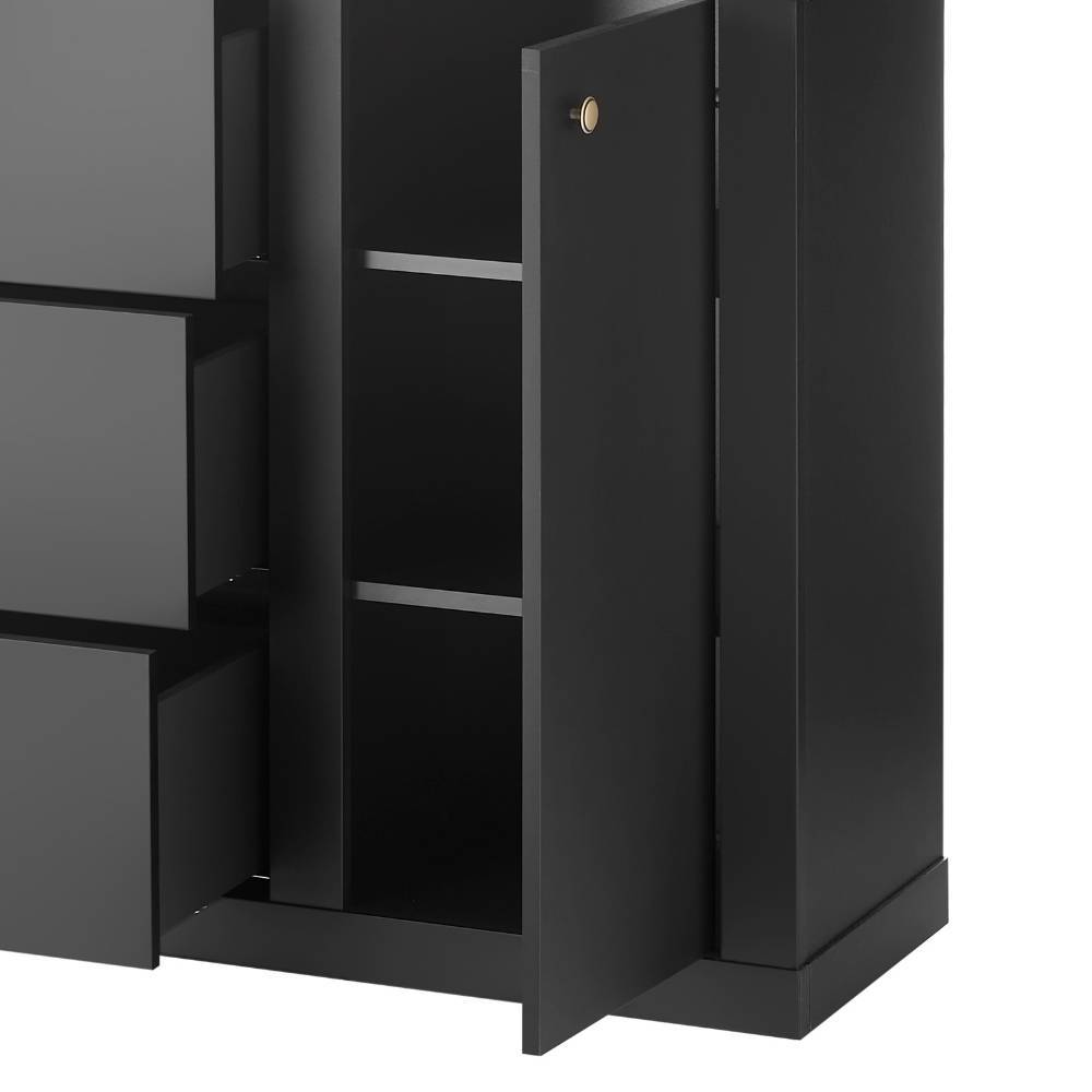 Sideboard Enjta in Schwarz matt mit Metallgriffen