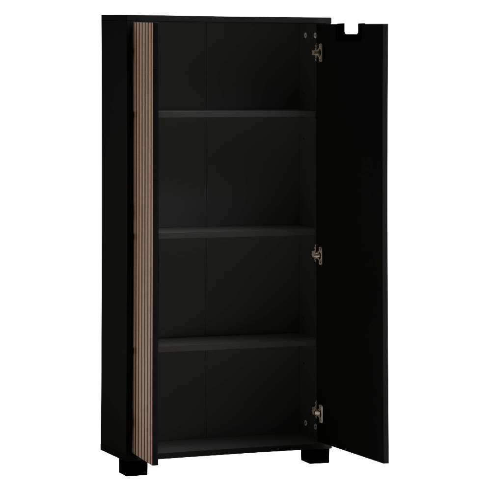 Garderobenschrank Enija in Schwarz matt und Paneeloptik
