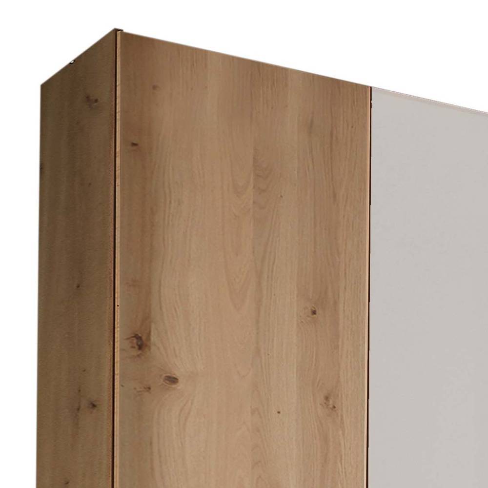 Drehtürschrank Durac in Eiche Bianco und Weiß