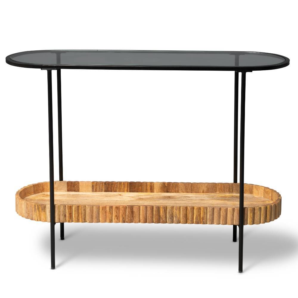 Konsolentisch Milly in ovaler Form mit Glasplatte