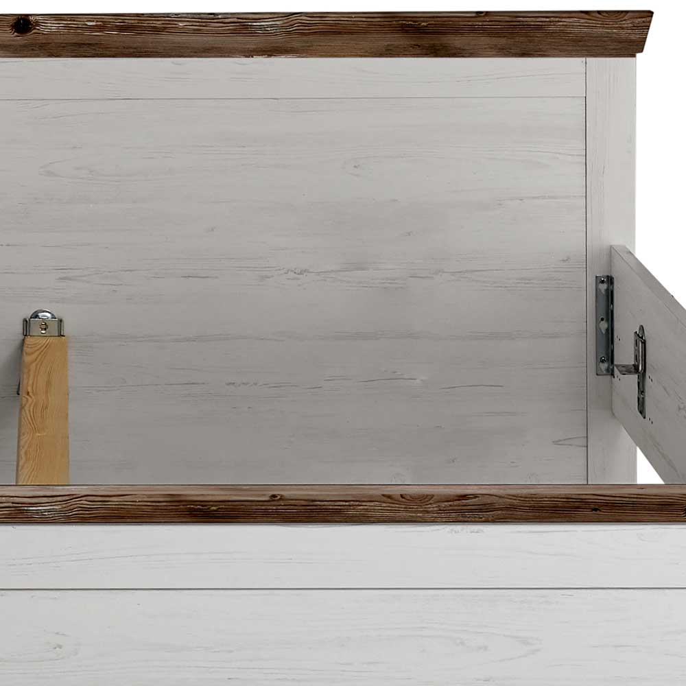 Landhausstil Bett Flurencina in Weiß und Kieferfarben