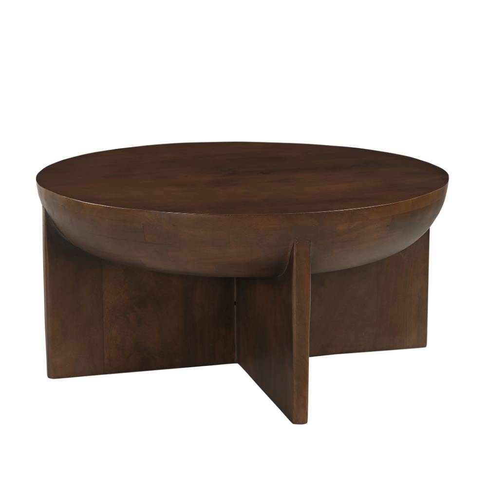 Sofatisch Iloca in runder Form aus Mangobaum Massivholz