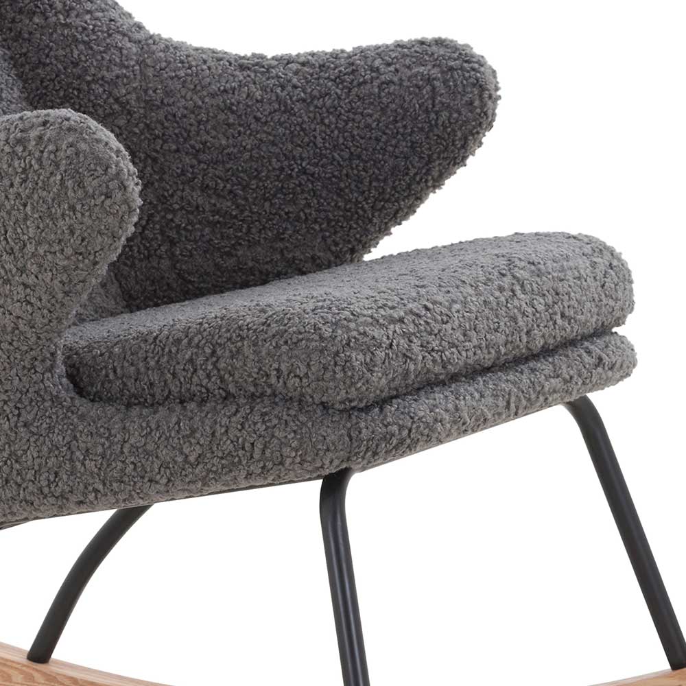 Plüsch Schaukelstuhl Jilamenda im Skandi Design in Grau