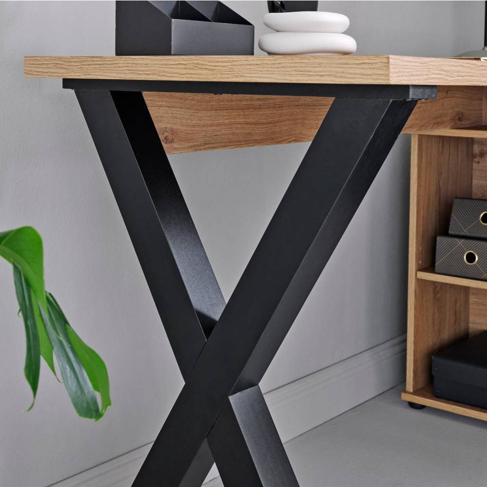 Büroschreibtisch Jian in modernem Design mit Seitenregalen