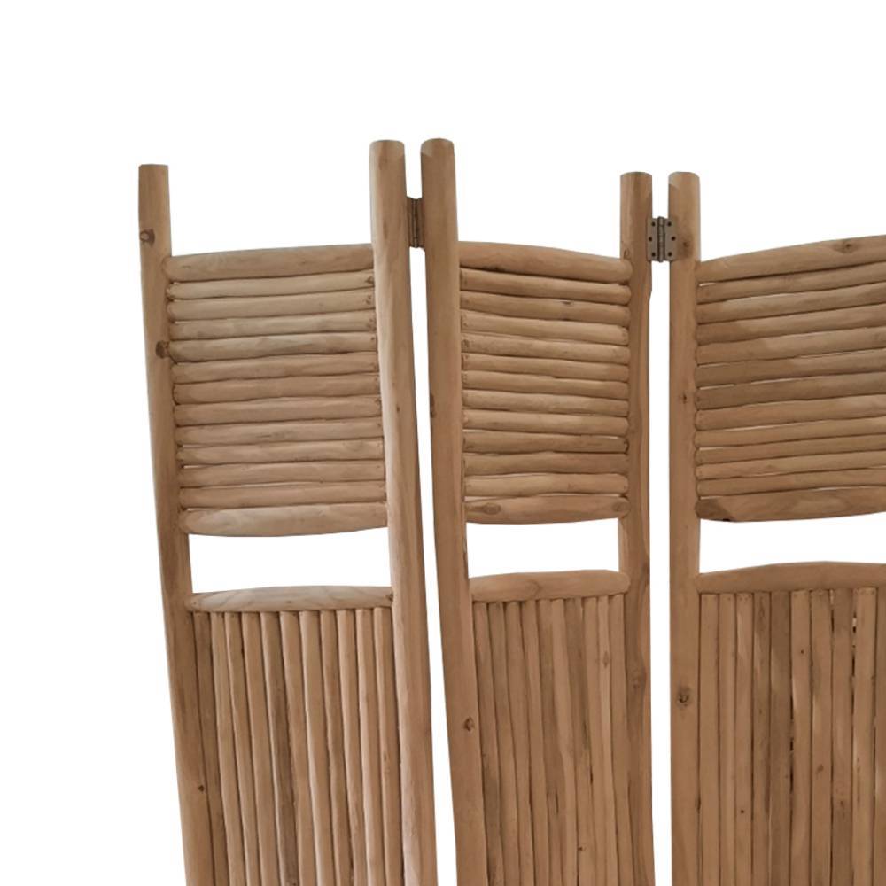 Outdoor Paravent Haikira aus Teak Massivholz mit drei Elementen