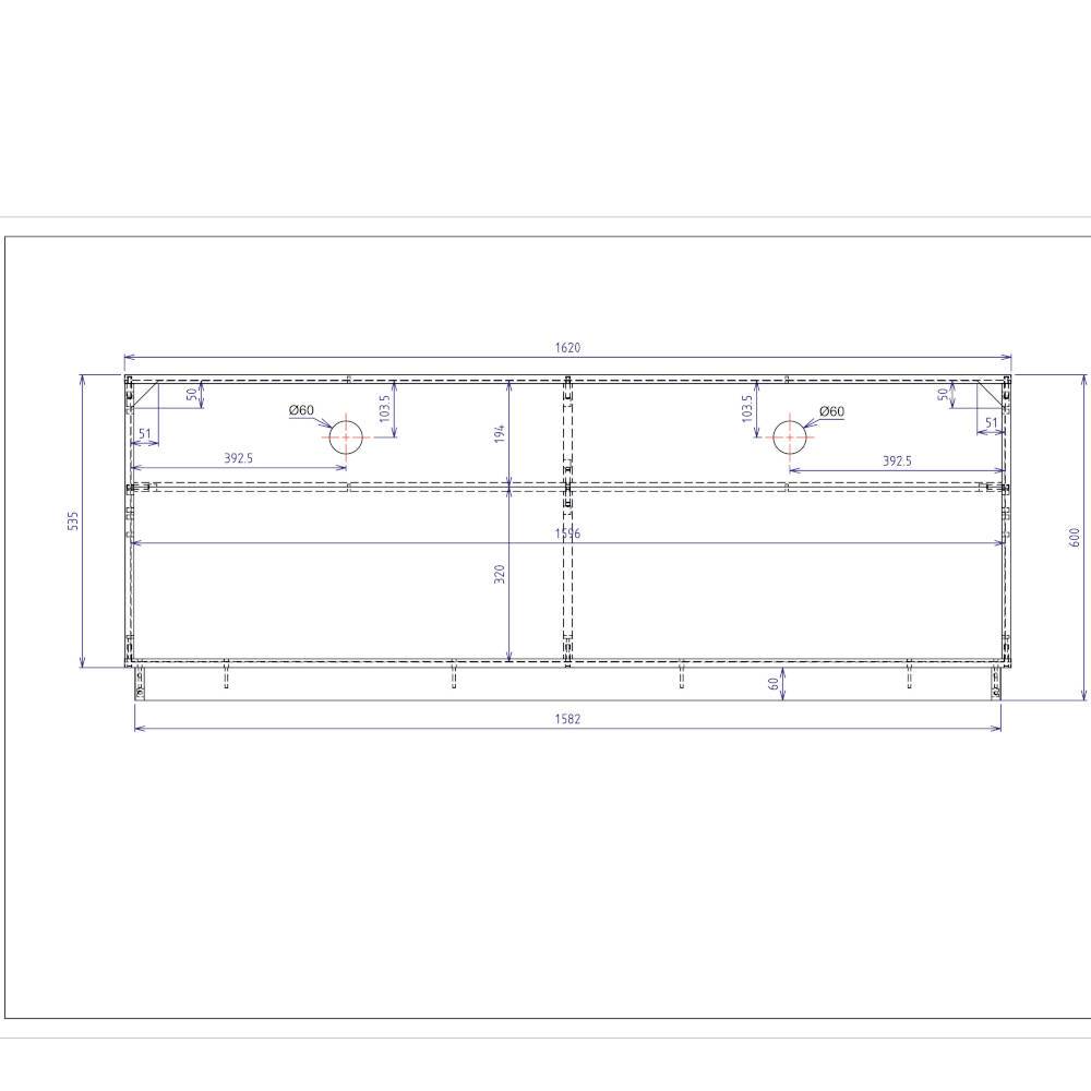 TV Lowboard Ikba mit zwei Schubladen 162 cm breit