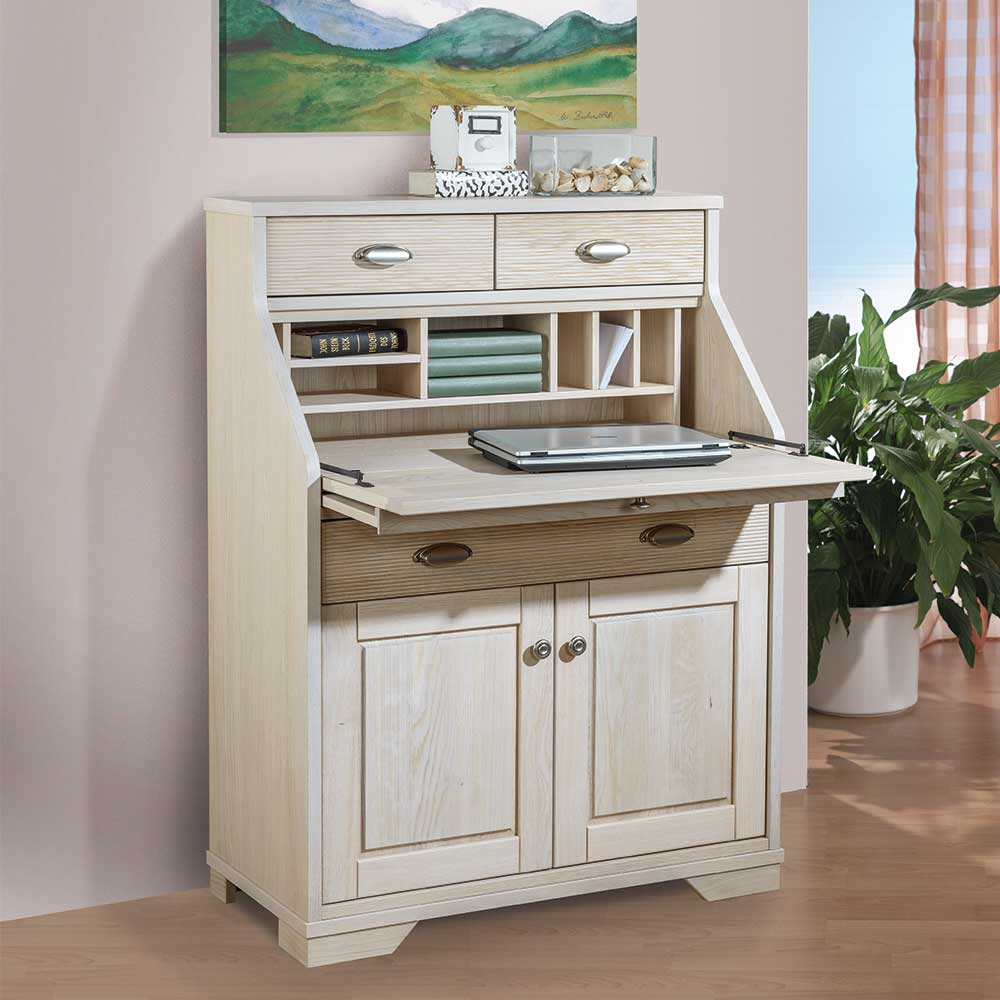 Sekretär Imano in Eiche White Wash im Landhausstil