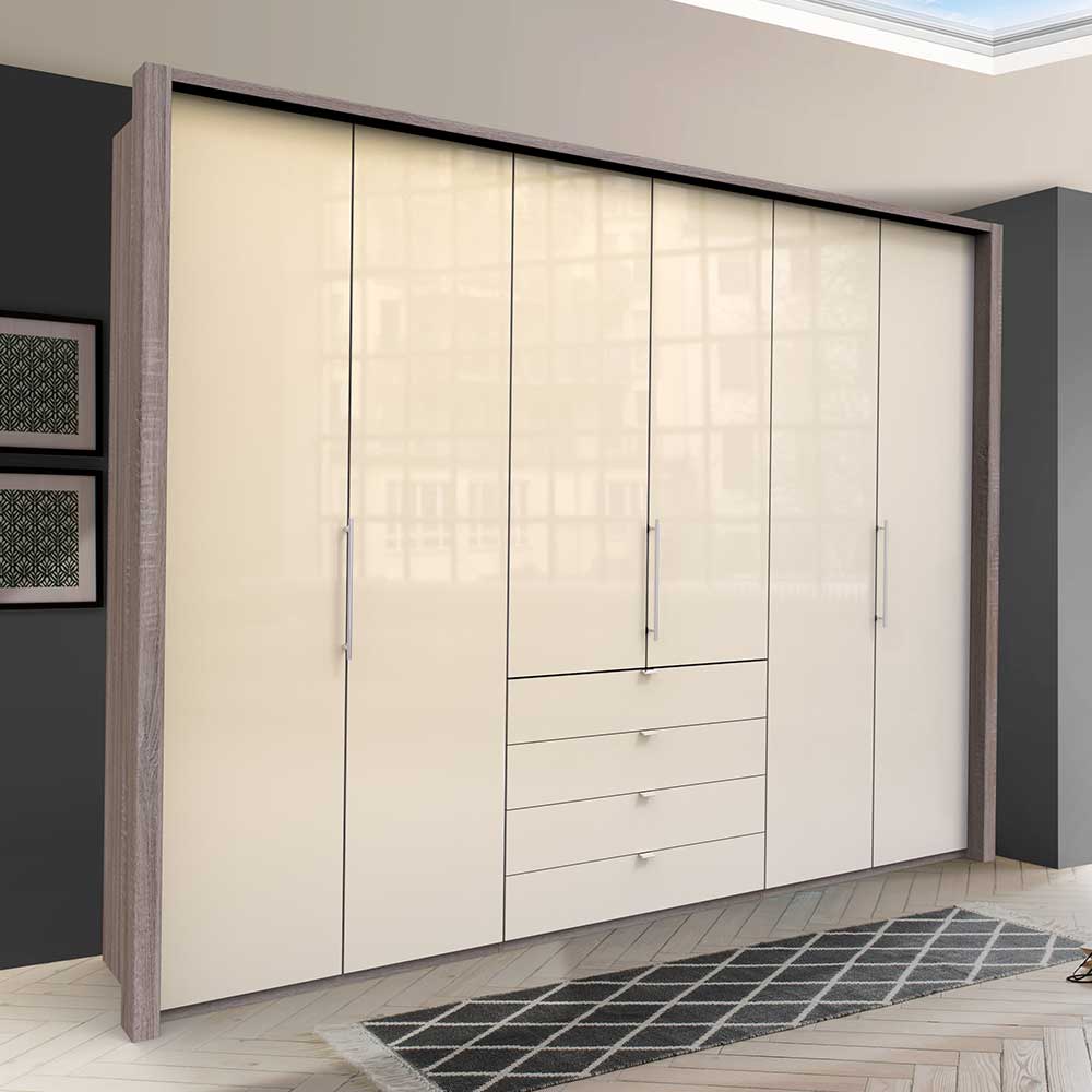 Moderner Schlafzimmerkleiderschrank Modata mit Falttüren und vier Schubladen