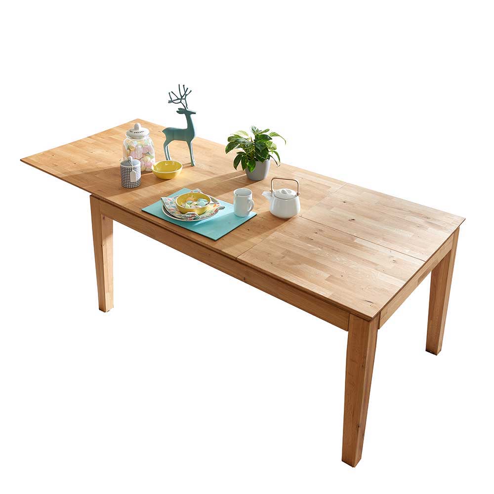 Holz Ausziehtisch Niams aus Wildeiche mit Butterflyauszug