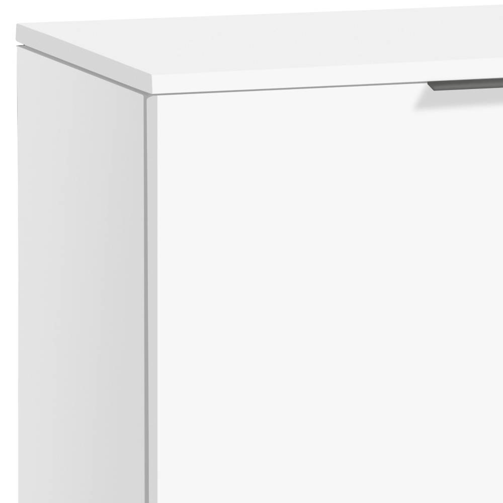 Weißes Sideboard Dancona mit Drehtür und vier Schubladen