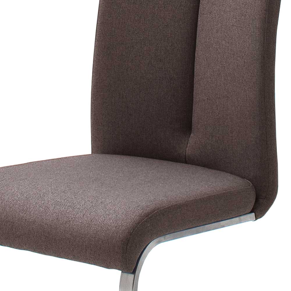 Schwingstühle Vagos in Braun Stoff und Edelstahl (2er Set)