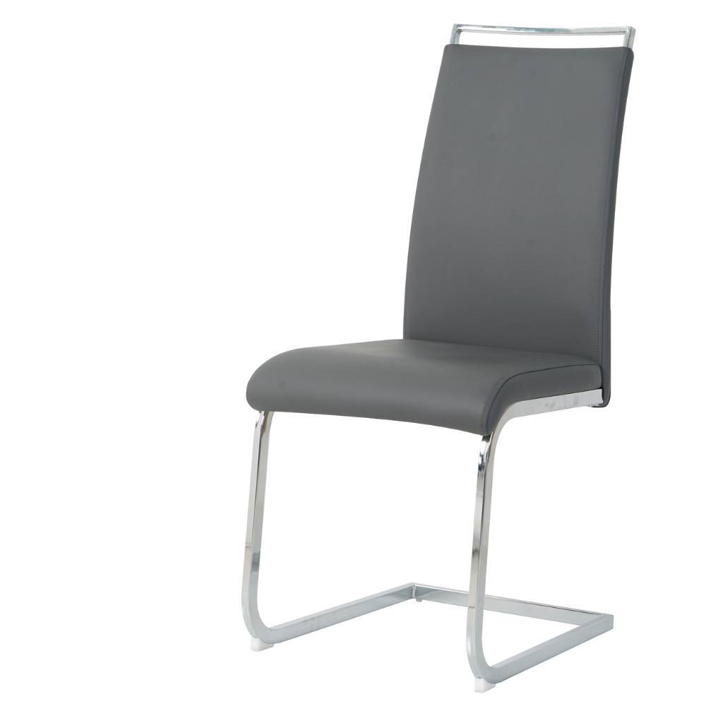 Freischwingerstuhl Jayma in Grau aus Kunstleder (2er Set)