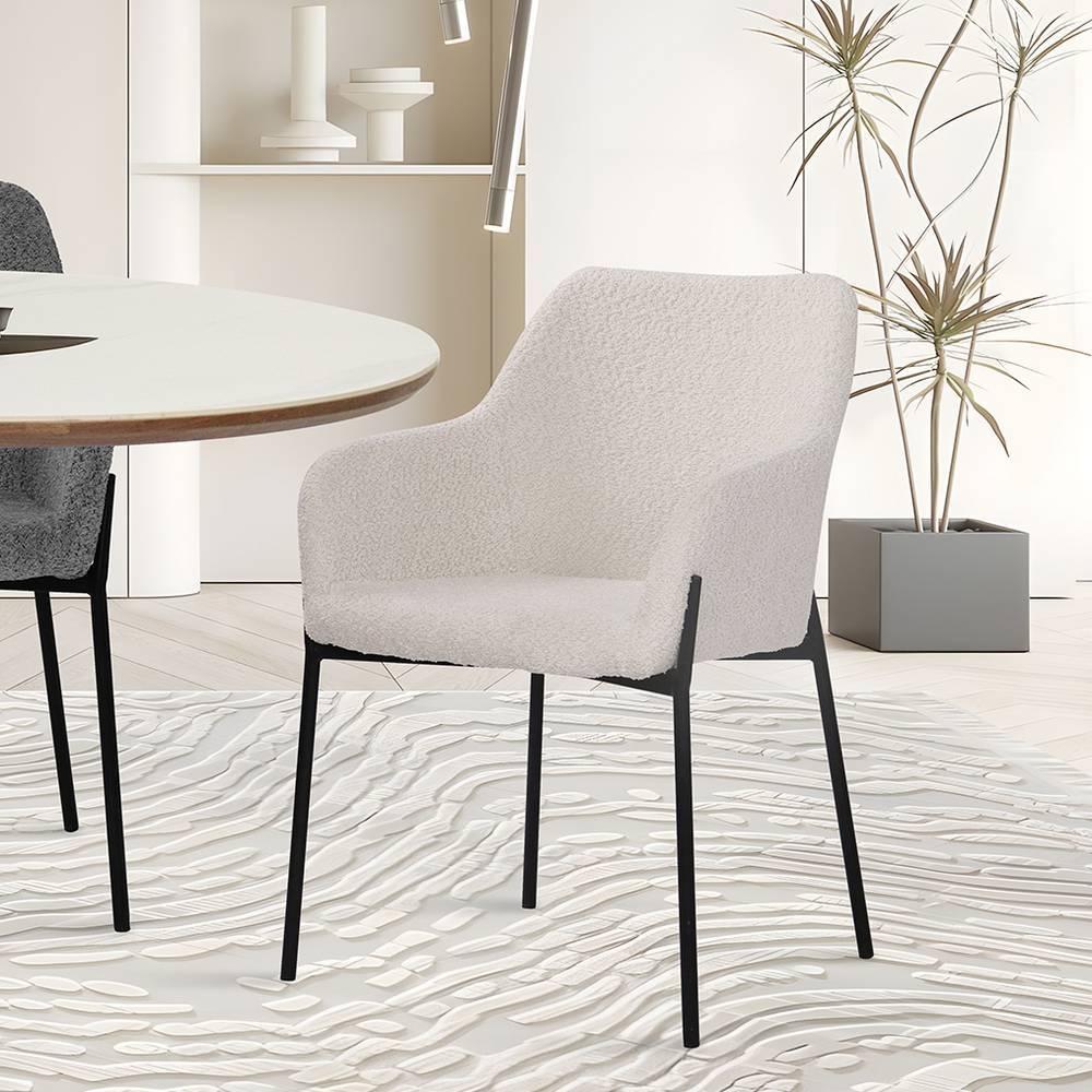 Esszimmerarmlehnstuhl Spanola aus Boucle Stoff in modernem Design (2er Set)