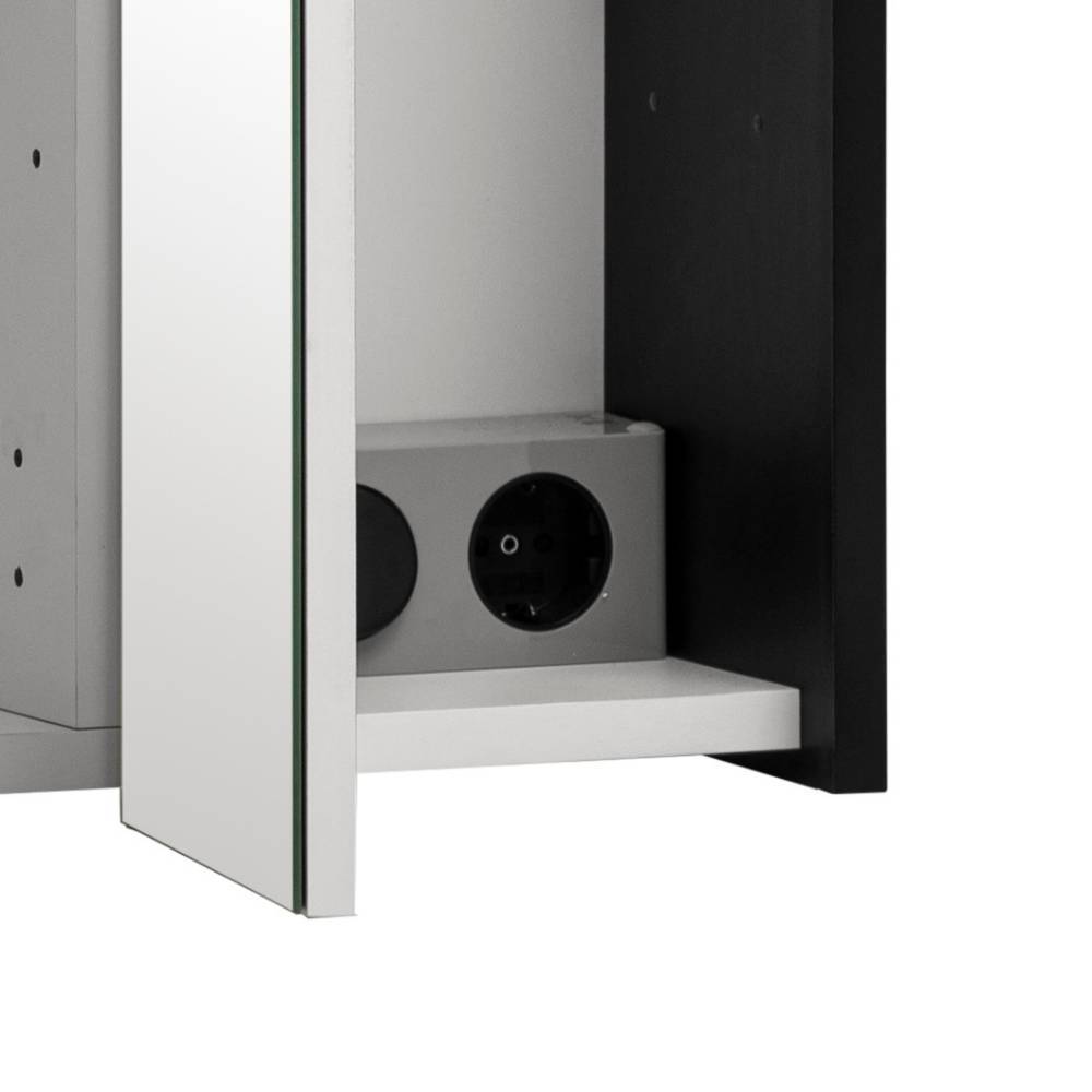 Badspiegelschrank Malte in Schwarz mit LED Beleuchtung