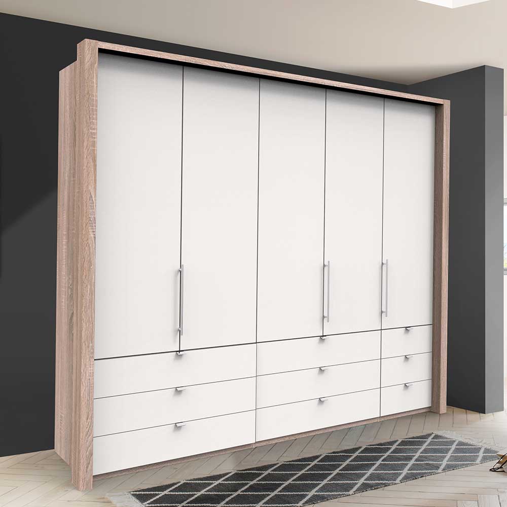 XL Schlafzimmerschrank Lolyana 3 türig mit neun Schubladen