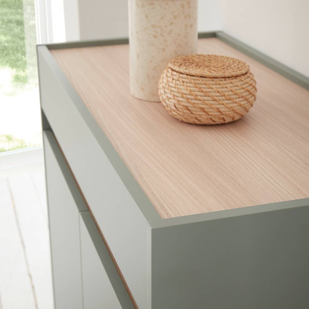 Komplett Garderobe Ulfava in Graugrün und Eichefarben (vierteilig)