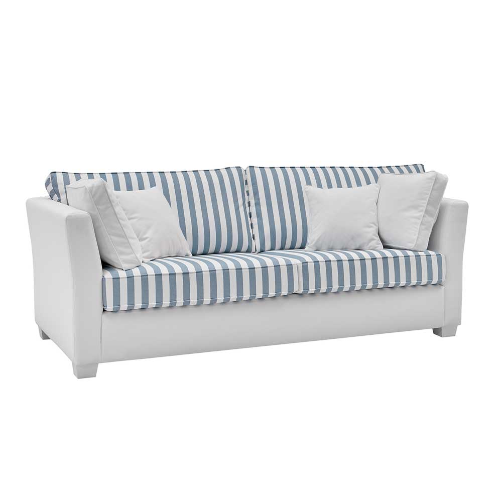 Couch mit Streifen Nalyva in Blau und Weiß aus Microfaser
