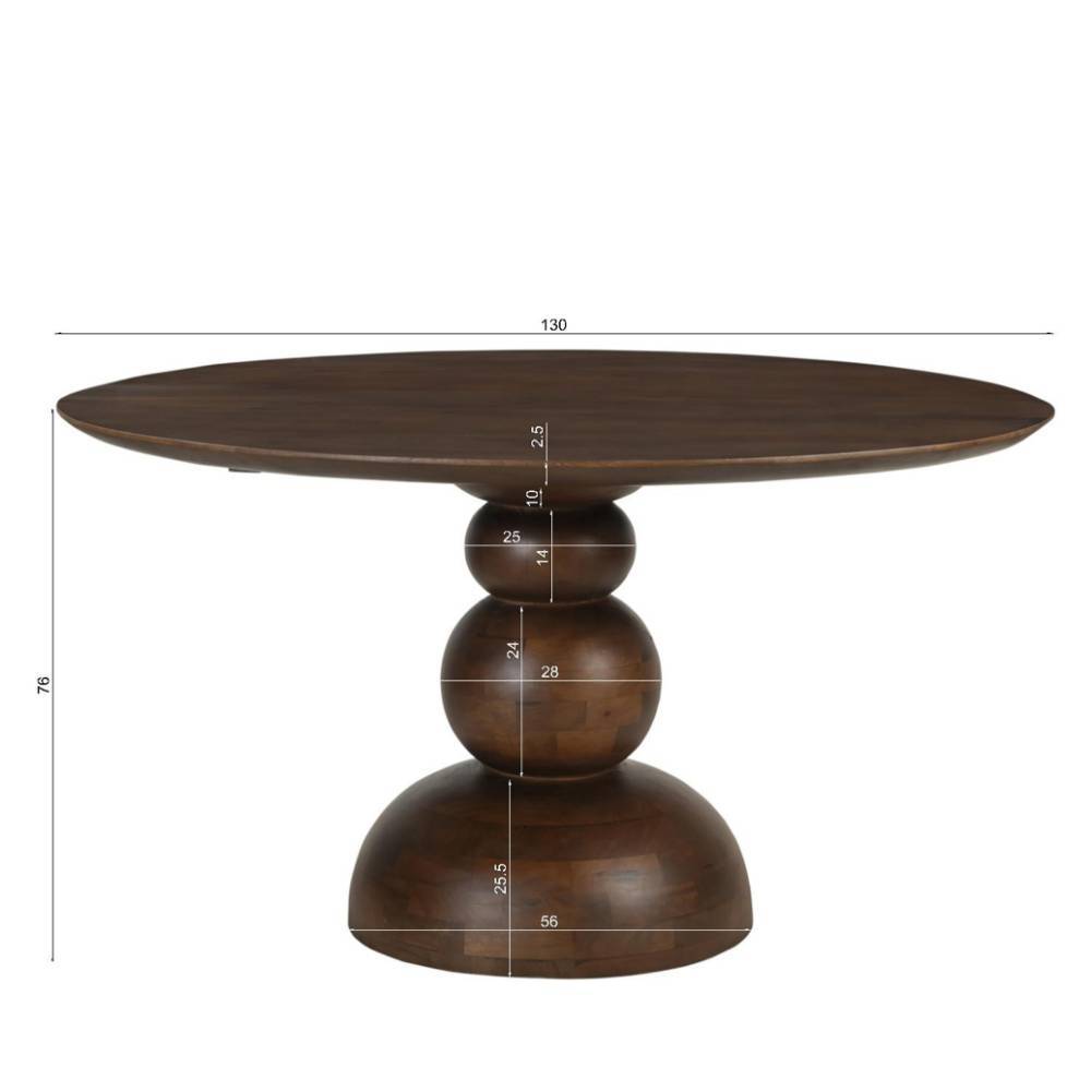 Esszimmer Tisch massiv Iloca in runder Form - Dunkelbraun