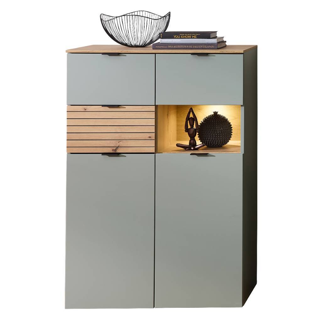 Wohnzimmerschrank Ilitalcon in Graugrün mit LED Beleuchtung